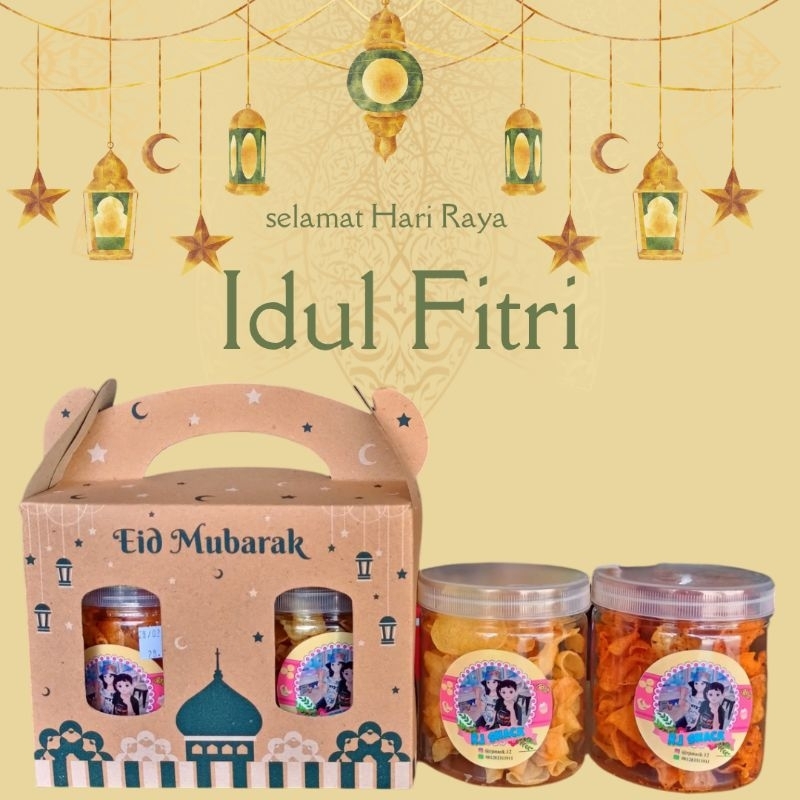 

Hampers Lebaran Keripik kentang Varian Rasa Original Dan Spicy Kemasan Toples Kecil 110gr