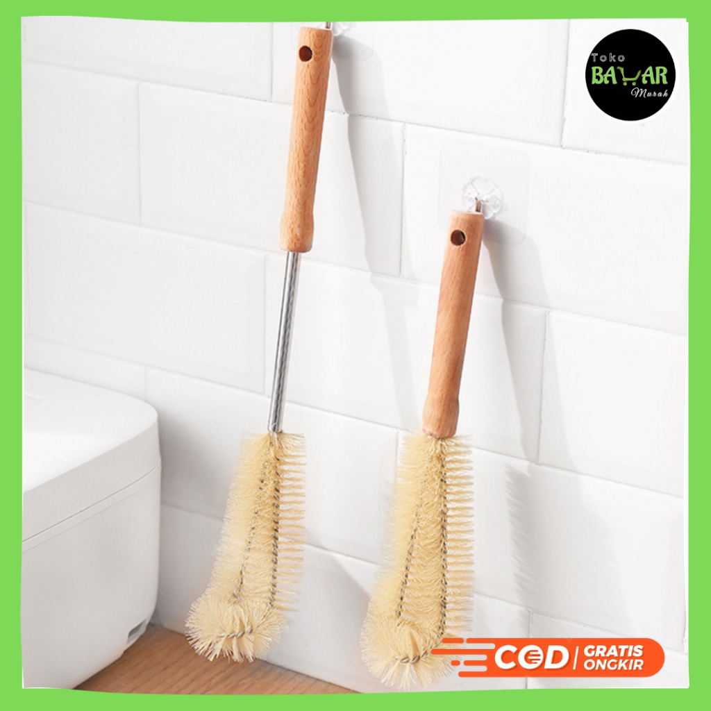 Sikat Botol Gagang Kayu / SIkat Botol Susu Gelas Tumblr / SIkat Gagang Kayu Panjang Serbaguna