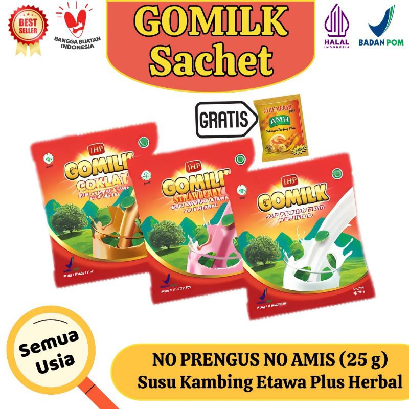 

Susu GOMILK ETAWA Kemasan Sachet Susu Kambing No Prengus No Amis