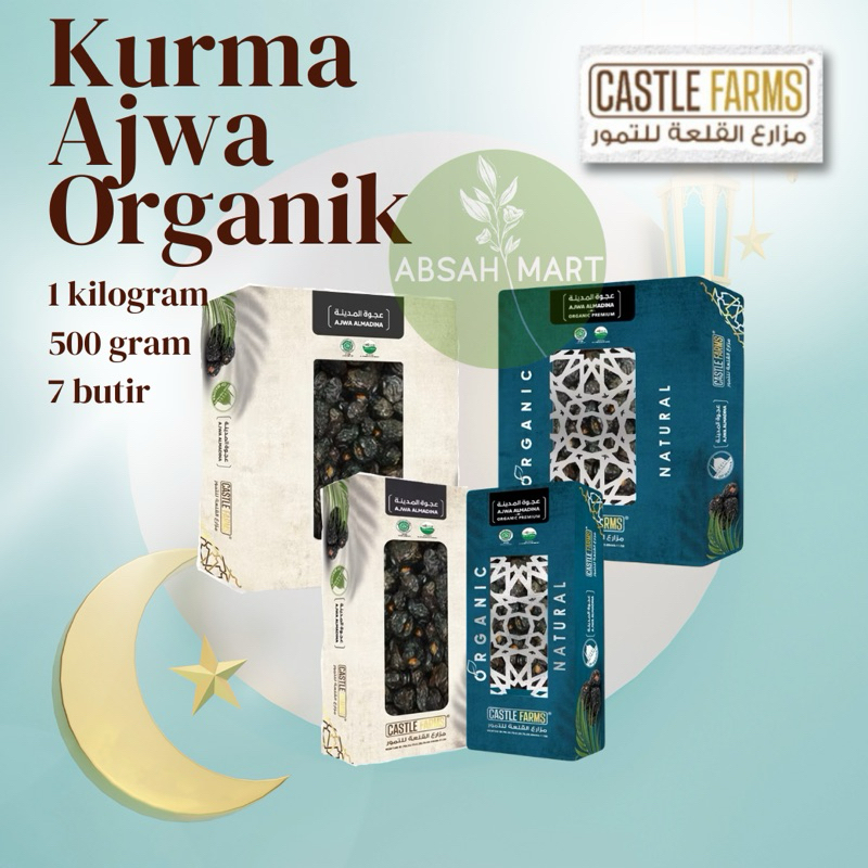 

ABSAHMART DEPOK Organik Kurma ajwa Castle Farms 500 gram medium jumbo Nabi Madinah organic 1 kg 1000 gram medium premium