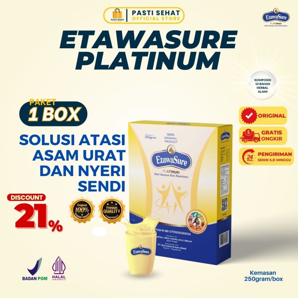 

Etawasure Platinum - Susu Kambing Etawa Original BPOM - 1 Box 250g - Terapi Nyeri Sendi & Asam Urat