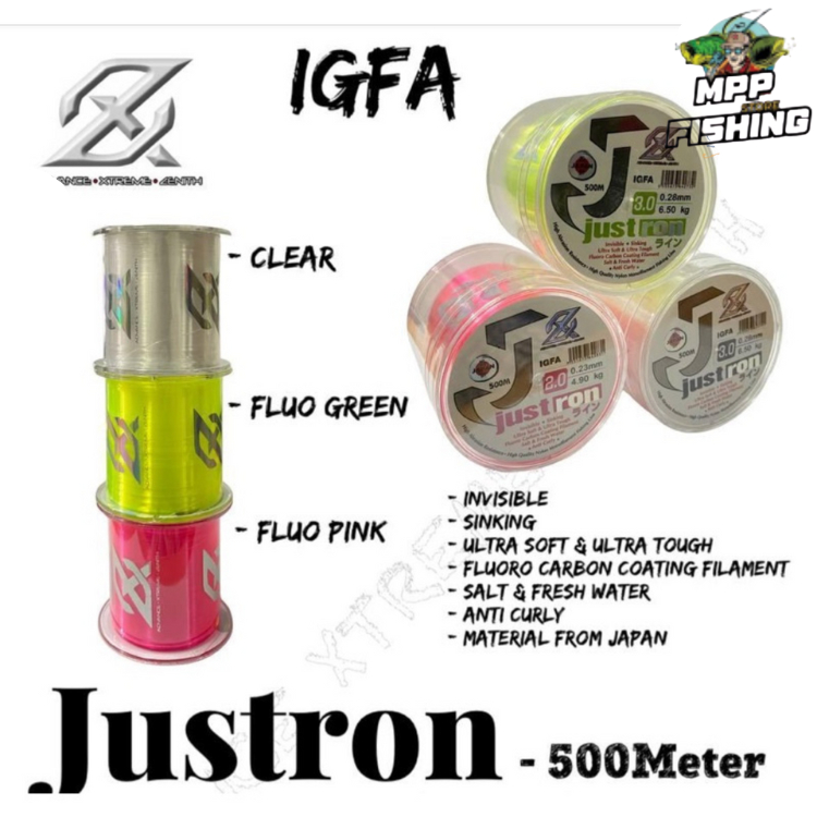 Senar Pancing Halus Kuat AXZ Justron 500 Meter IGFA Class flourocarbon