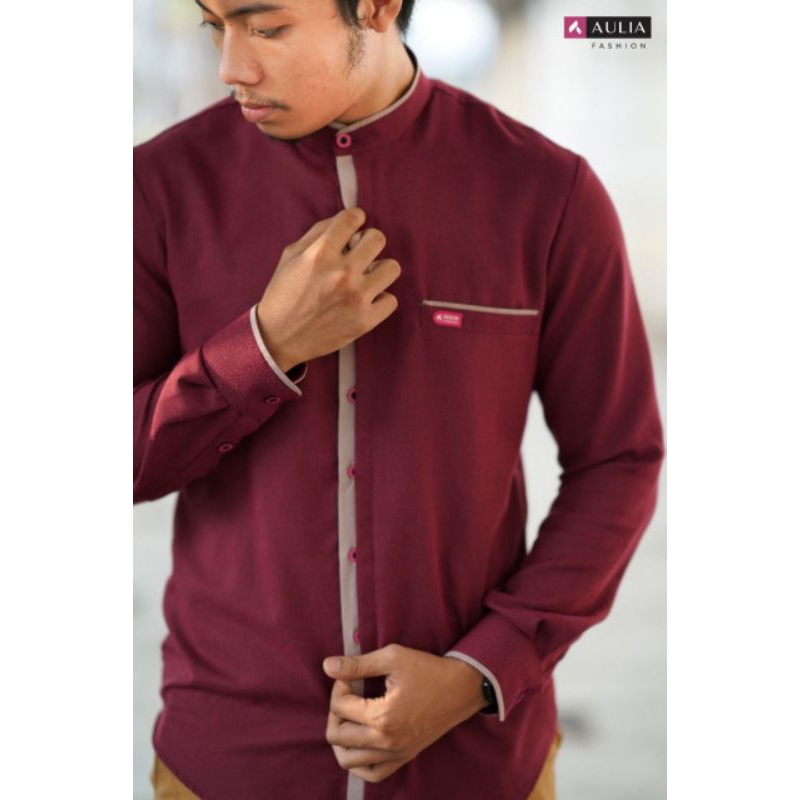 Aulia Fashion baju Koko Salman Maroon