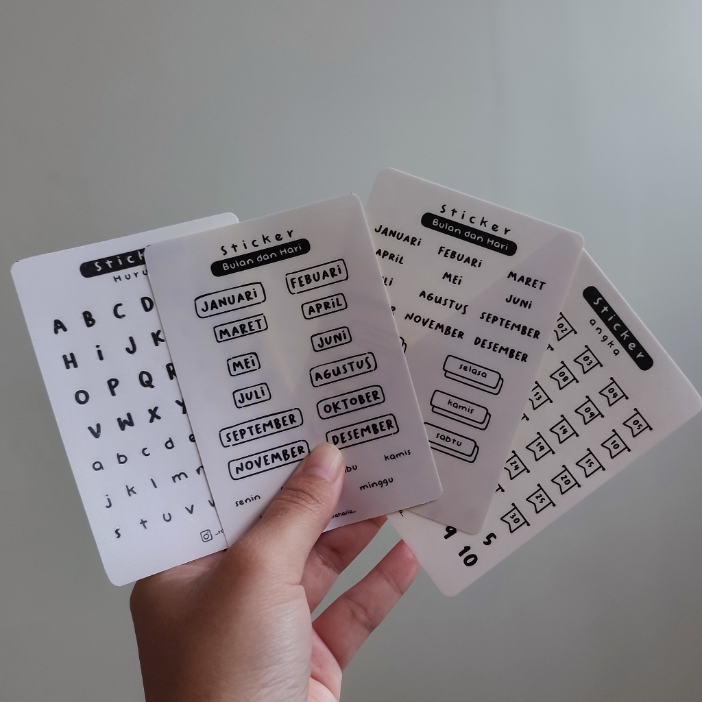 RAHASIA sticker Mini Jurnal sticker alphabet sticker number sticker month sticker emoji