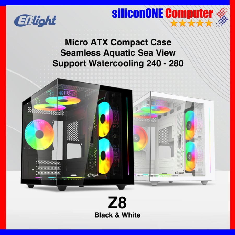ENLIGHT Z8 - 3FAN RGB Tempered Glass Micro ATX Case Casing