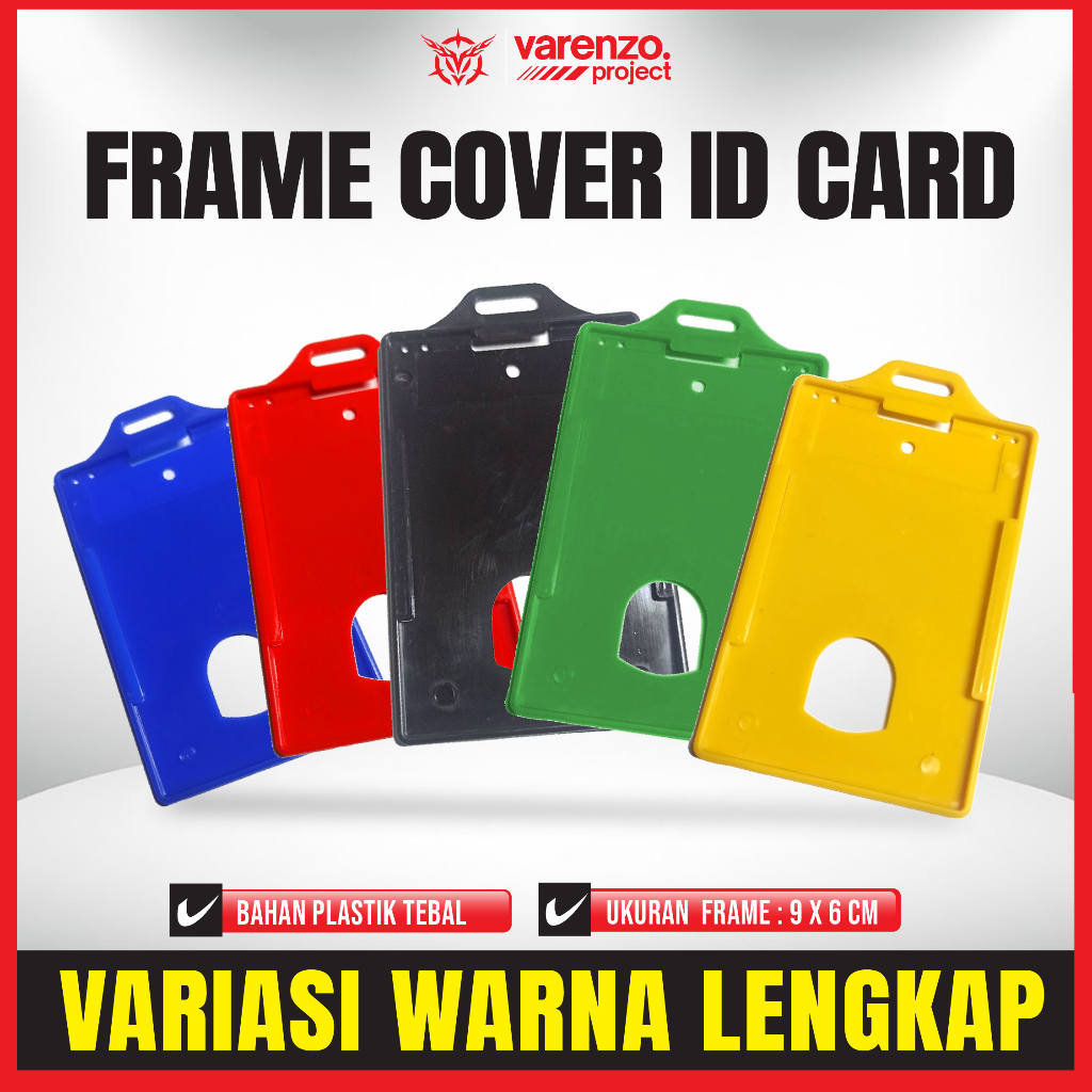 

VARENZO PROJECT - Name Tag Card Holder Frame Casing Tempat ID Card Holder Plastik Warna Portrait