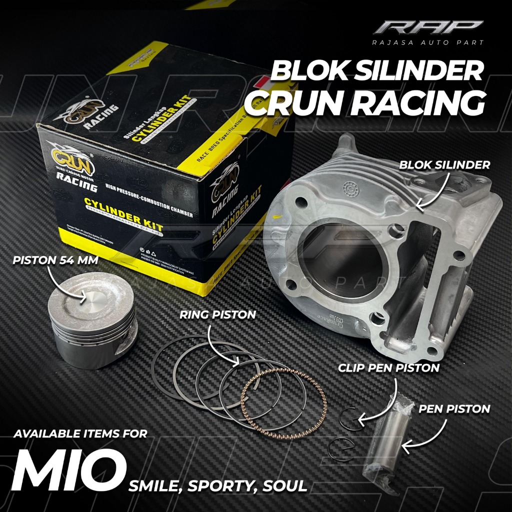 BLOK SEHER MIO BORE UP/CYLINDER BORING BORE UP MIO 130CC 54MM CRUN RACING/CILINDER BLOK MIO 54MM