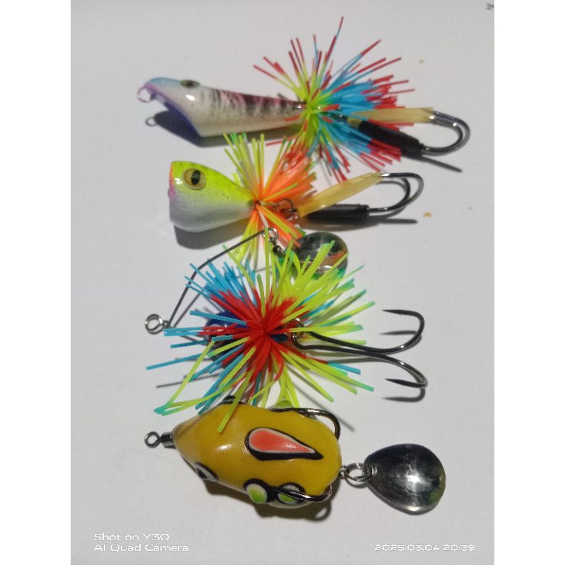 Paket super hemat B umpan casting gabus isi 4pcs (Geol Rattel slim, Bubble Frog, mini Spiner dan Sof