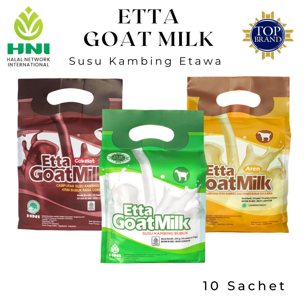 

Etta Goat Milk HNI 10 Sachet Rasa Original, Aren, Coklat | Susu Kambing Etawa | ORIGINAL HNI