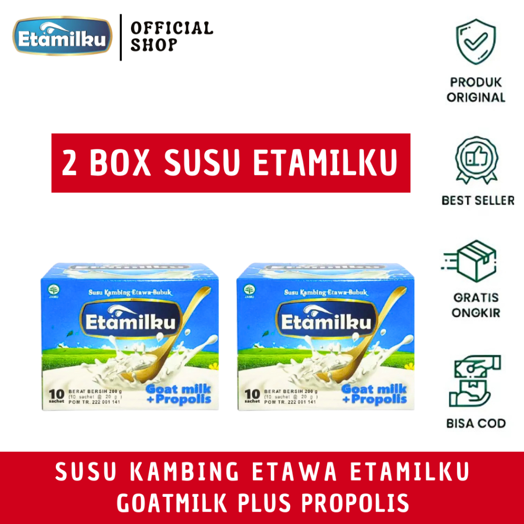 

ETAMILKU - 2 BOX Susu Kambing Etawa Bubuk Plus Propolis - Atasi Masalah Pernafasan dan Nyeri Sendi