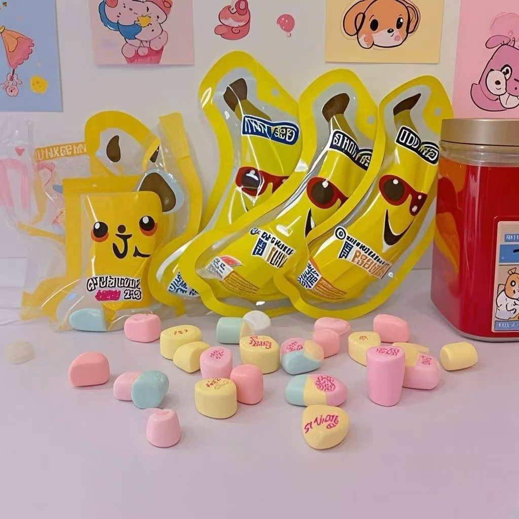 

RB HALALPermen Marshmallow Isi 30 PcsSnack mains candy teddy bear pisang karakter silkys