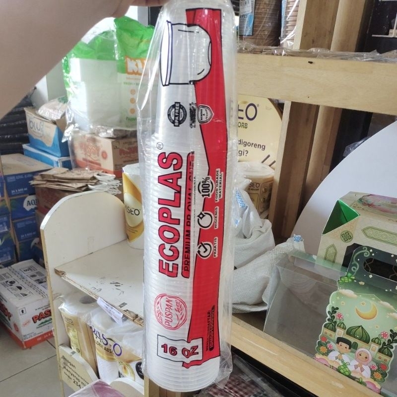 cup gelas plastik 16oz ecoplast oval