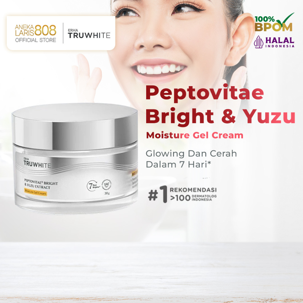 ERHA Truwhite Moisturizer – Cream Pencerah & Pelembap Wajah Harian Peptovitae Yuzu 30g | BPOM