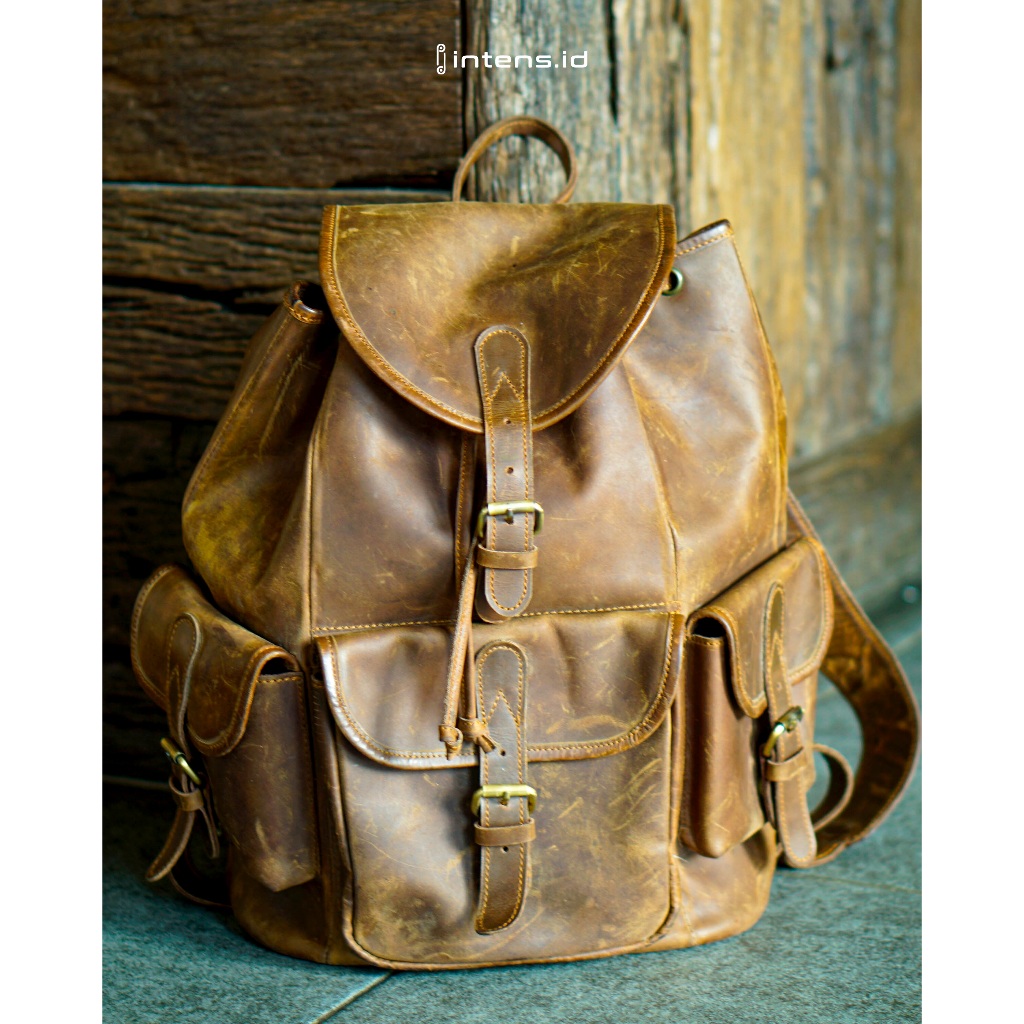 Intens Leather Tas Ransel Kulit crazy horse Backpack Tas Pria Vintage
