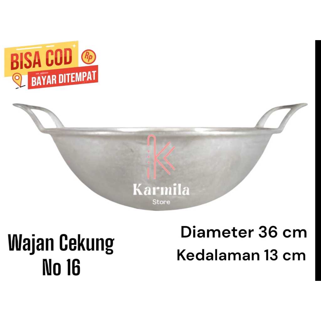 Wajan Cekung No 16 kuali Penggorengan Cekung Katel Cekung Wajan Cekung Tebal