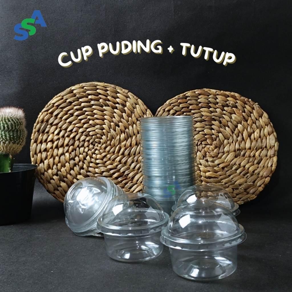 CUP PUDING + TUTUP CEMBUNG ISI 10 PCS / CUP PUDING BENING / CUP ICE CREAM