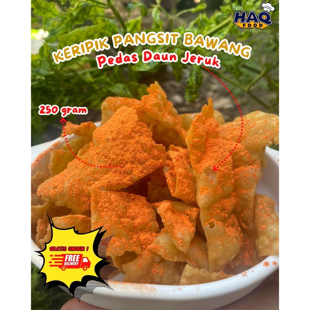 

Keripik Bawang Pangsit (250 Gram Rasa Pedas Daun Jeruk)