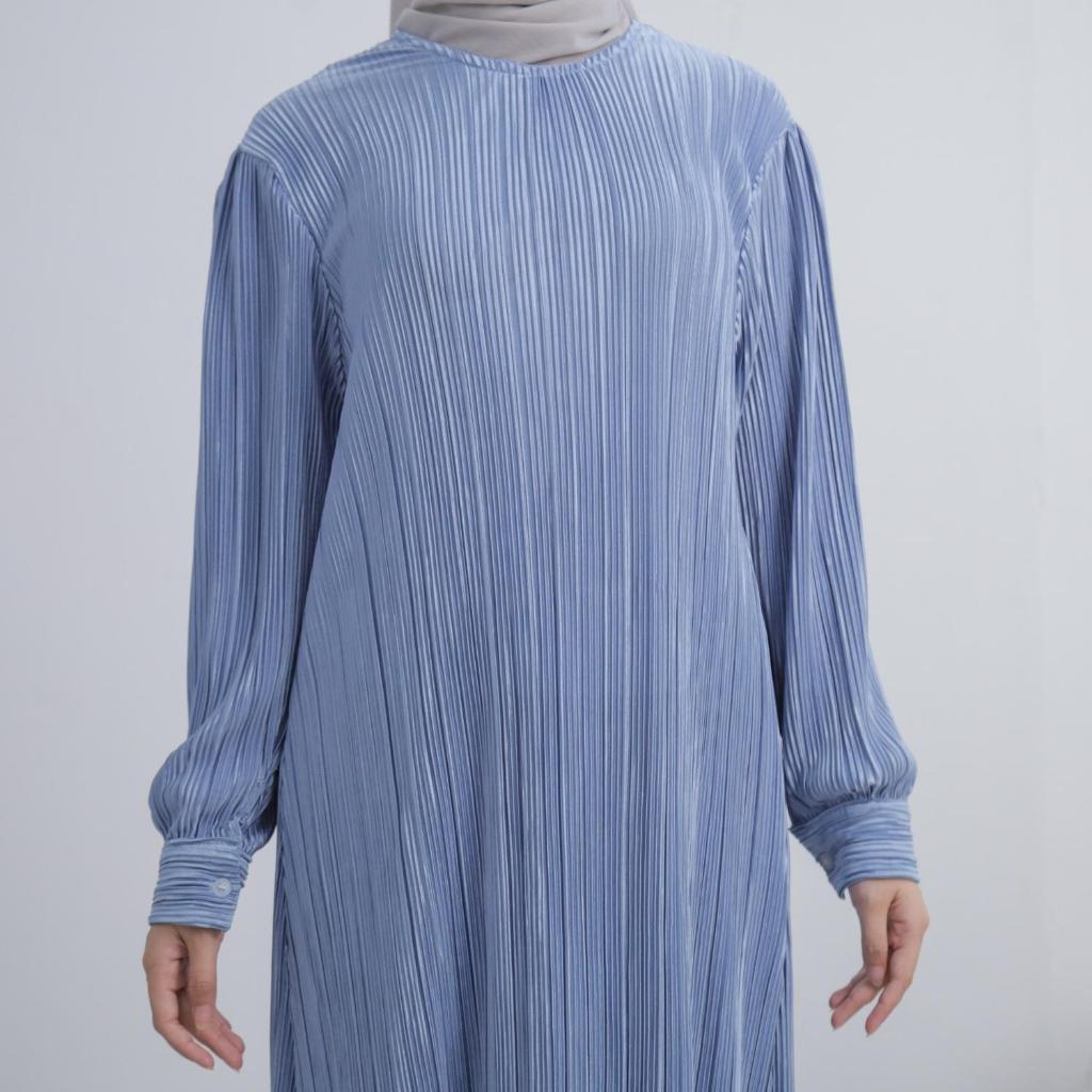 Amira dress plisket shimmer, dress pesta muslim, dress mewah muslim