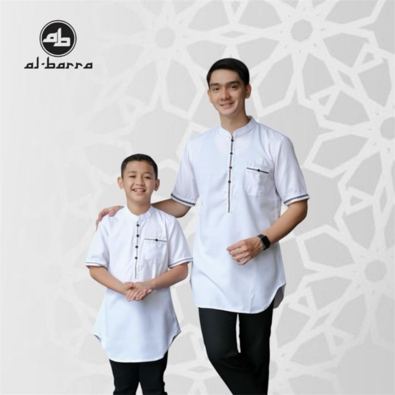 Baju Koko Warna Putih Couple Ayah Anak