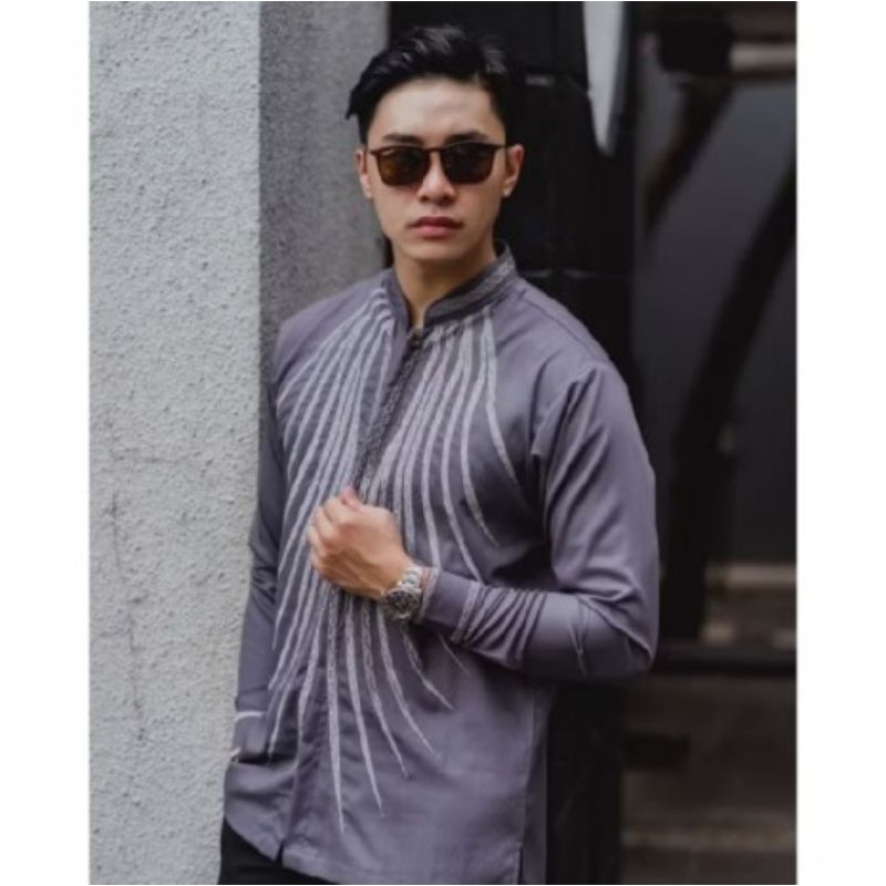 Kemeja Bordir Pria NUC.ID Azam 01 (Abu)