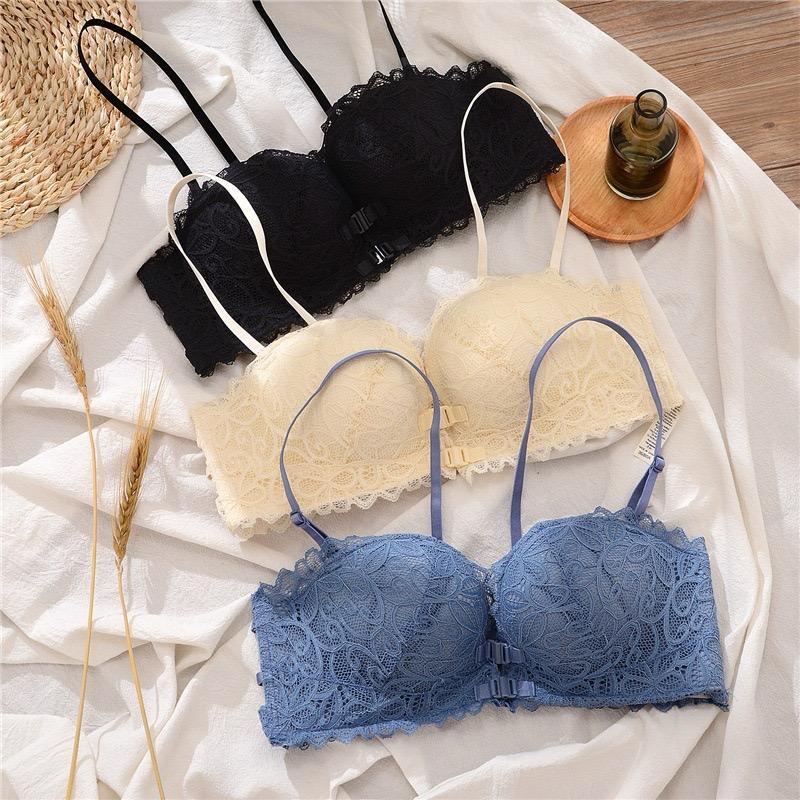 LM 089 Sexy BRA Kancing depan BH Push Up Set Tanpa Kawat Korea Fashion