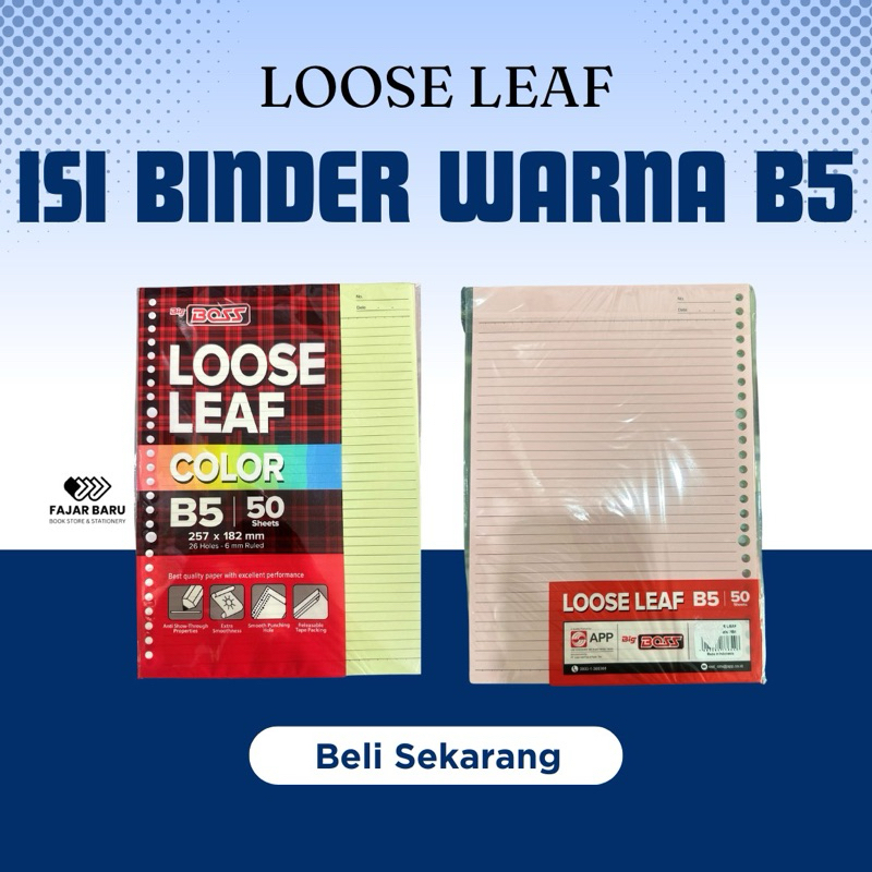 

ISI KERTAS BINDER WARNA B5 ISI 50 / KERTAS LOOSE LEAF