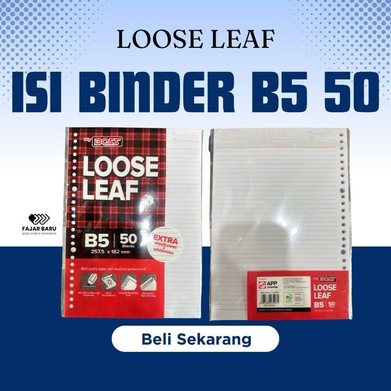 

ISI KERTAS BINDER GARIS B5 ISI 50 / KERTAS LOOSE LEAF