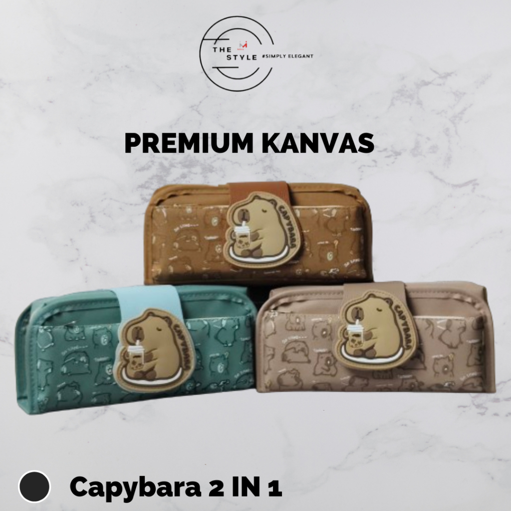 

Tempat Pensil Anak Perempuan Dan Laki-Laki Kotak Pensil 3D Karakter Capybara 2in1 Premium Kanvas