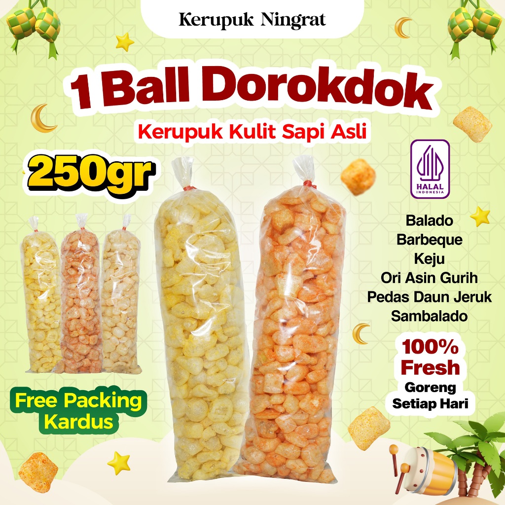 

1 BALL KERUPUK KULIT SAPI ASLI 250GR DOROKDOK VIRAL ENAK MURAH HALAL RENYAH