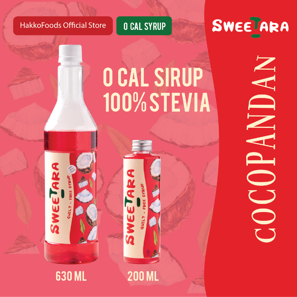

Sweetara Sirup Cocopandan | Sirup Stevia Zero Calorie 200 ml / 630 ml by Hakkofoods
