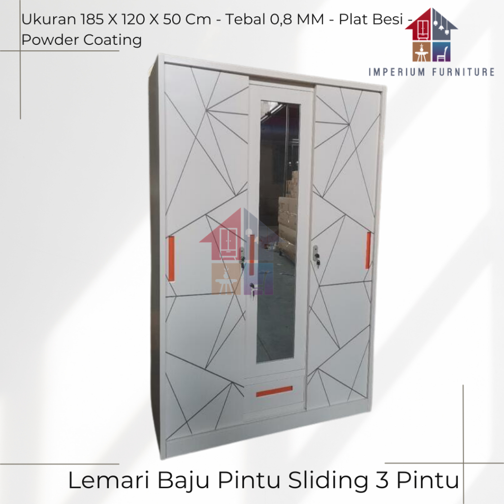 Lemari Baju Besi / Lemari Baju / Lemari Pakaian / Lemari Baju Besi 3 Pintu