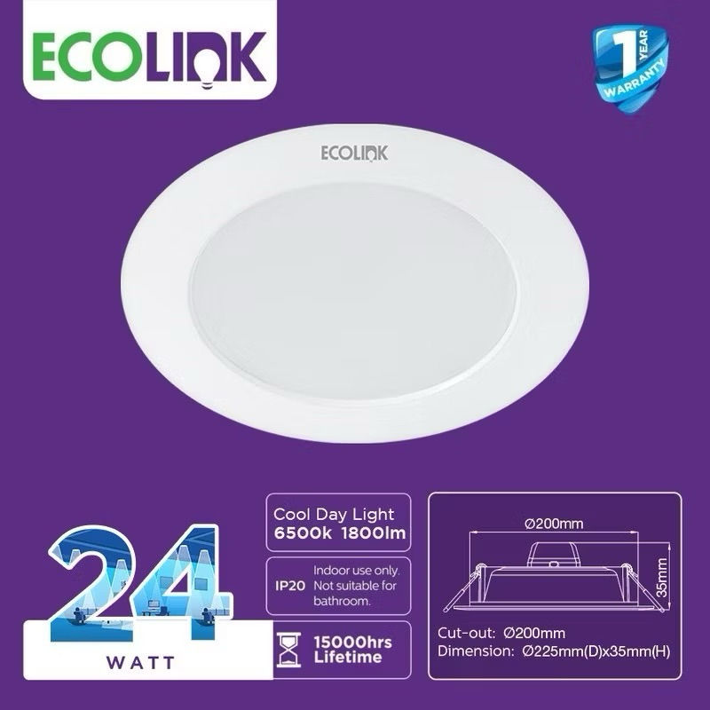 LED 24Watt Bulat IB Tanam Lampu Plafon Ecolink by Philips Bulat Downlight