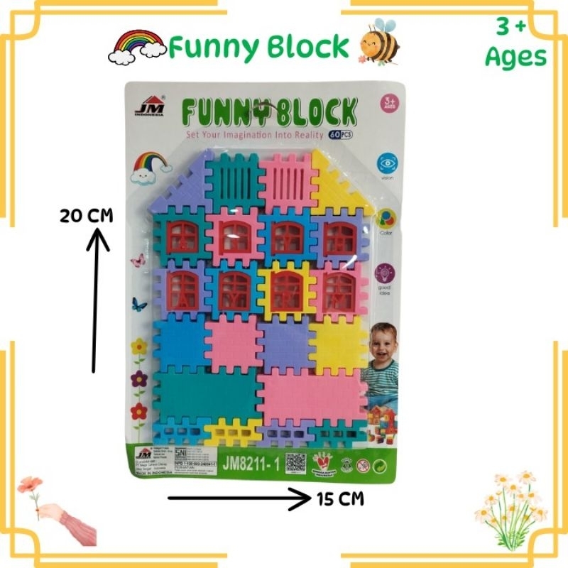 Mainan Edukasi Anak Susun Balok Edukatif Anak Puzzle Imajinasi bentuk rumah rumahan Funny Block
