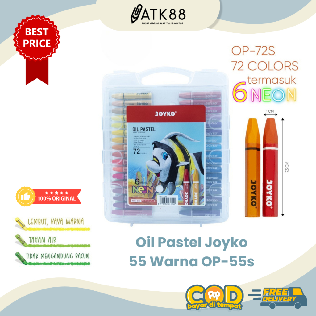 

[ATK88] Oil Pastel Joyko OP-72s Colors Kids 72 Warna Crayon Krayon Minyak Anak