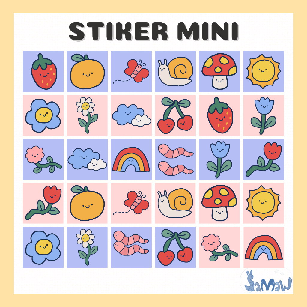 

Stiker Mini Buah Bunga Pastel Biru Pink Aesthetic | Stiker Freebies | Stiker Dekorasi