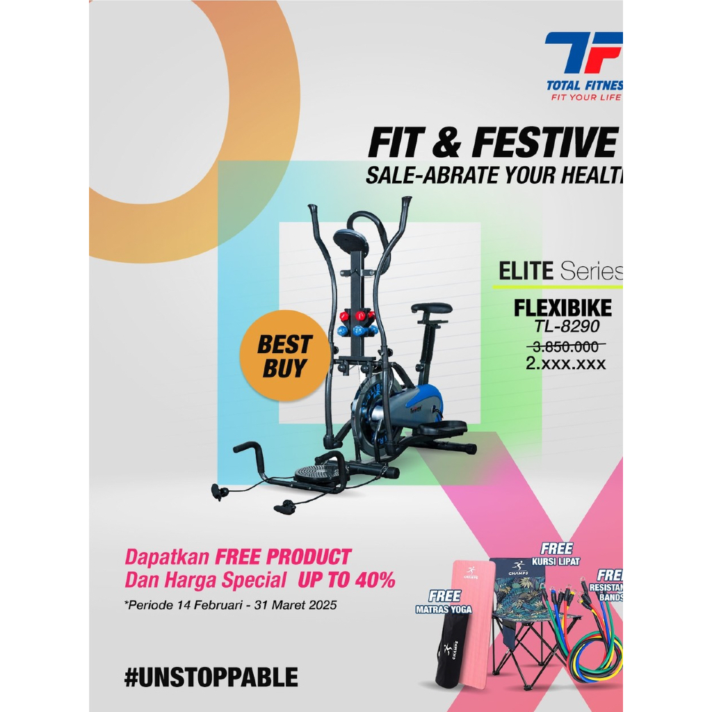 Total Fitness Sepeda Statis Orbitrack Platinum TL-8290 Best Buy + FREE Kursi Lipat