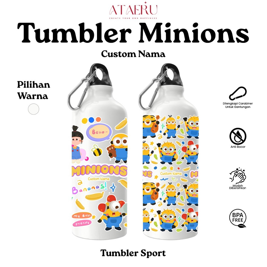 Tumbler Minion Custom Nama Botol Minum Minion