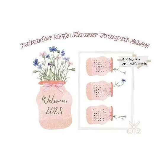 

[Printable] Kalender Meja Tumpuk 2025 Ala PINTEREST | Flower Pink PDF