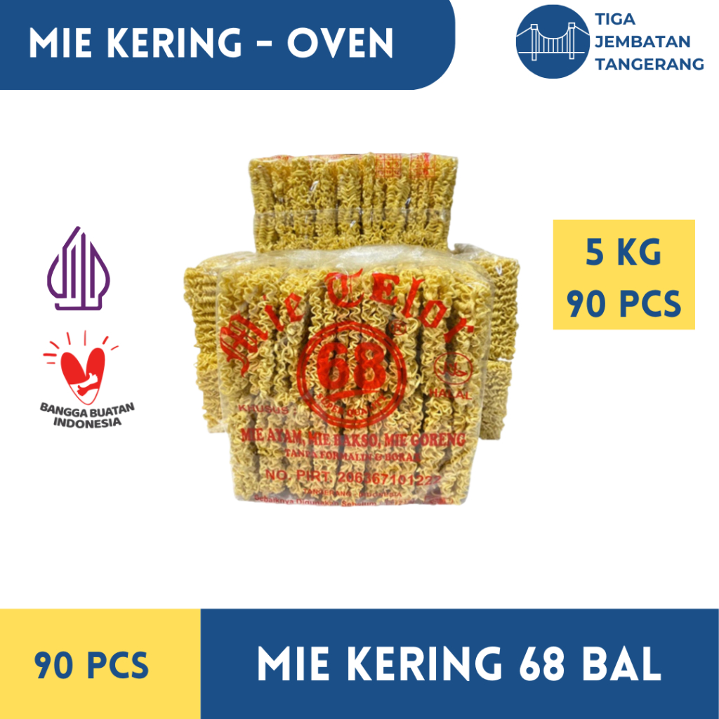 

Mie Telur 68 - 1 Bal 90 pcs 5 Kg mie instan Mie kering Mie kuning Mie telur burung dara mie atom bulan mie telur cap 3 ayam