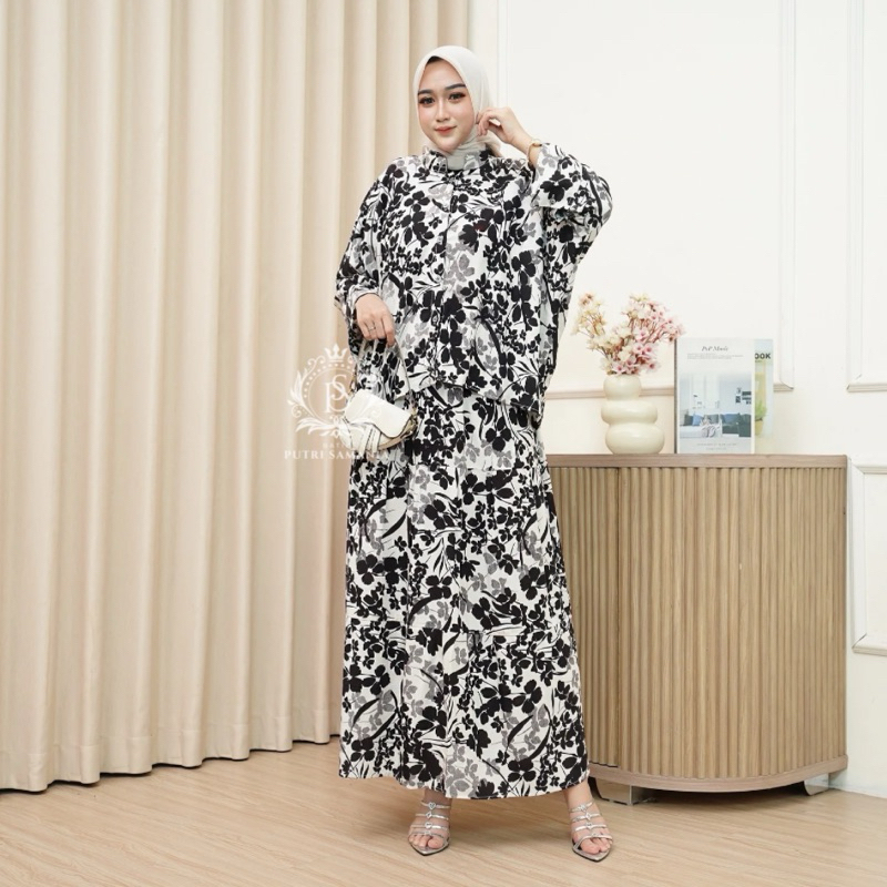 MARISA Set 2in1 Oneset Rok Terbaru Fashion Muslimah ||Stelan rok Wanita Fashion atasan kaftan Rayon 
