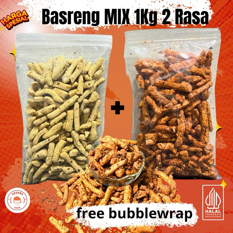 

Basreng Daun jeruk paket hemat 1Kg 2 rasa pedas dan original daun jeruk