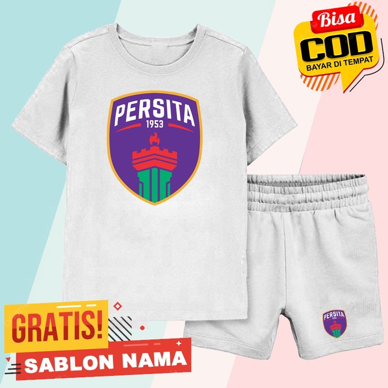 Setelan Koas Anak Persita / Baju Setelan Celana Kaos Anak Laki Laki & Perempuan Custom Nama Persita