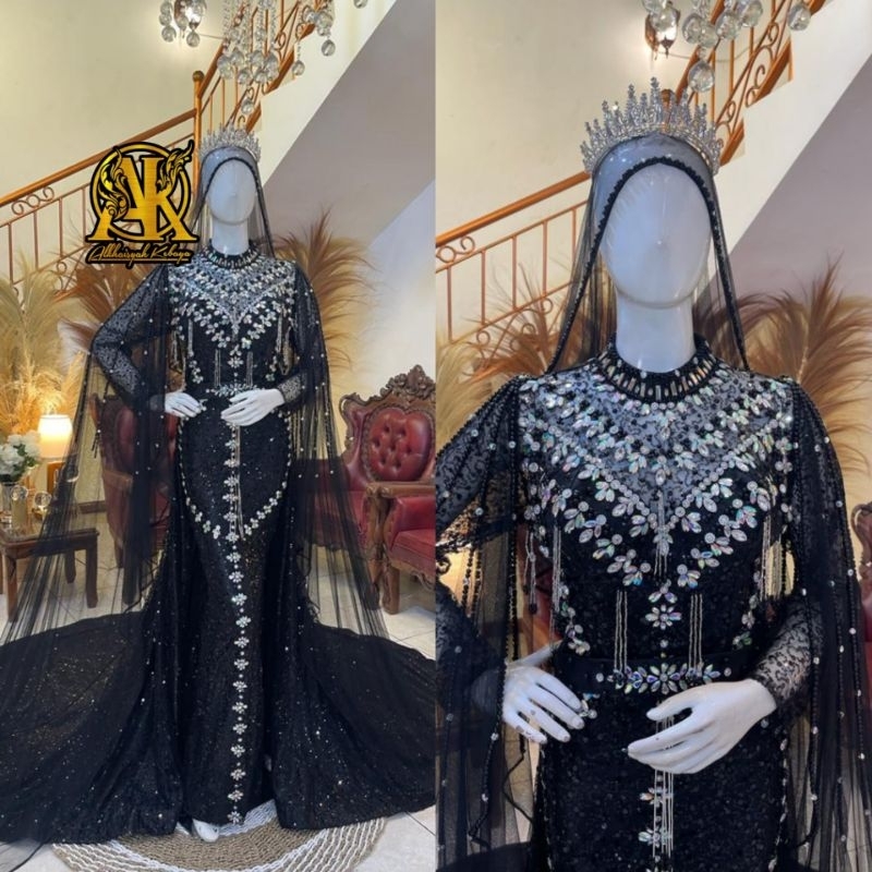 Gaun pengantin slim premium ekor lepas pasang