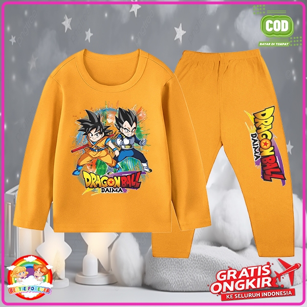 Baju Tidur Anak Cowok Dragon Ball Daiya Setelan Panjang Anak Laki-Laki COD Usia 1-10 Tahun 1653