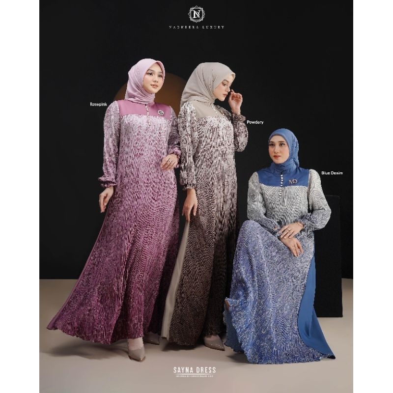 sayna dress nadheera luxury gamis mewah lebaran