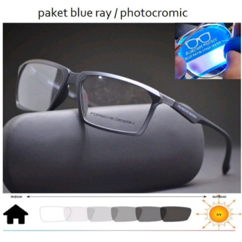 Kacamata Baca Plus/Minus/cilinder Antiradiasi komputer Blueray /photocrhomic /Bluecromic P.8369