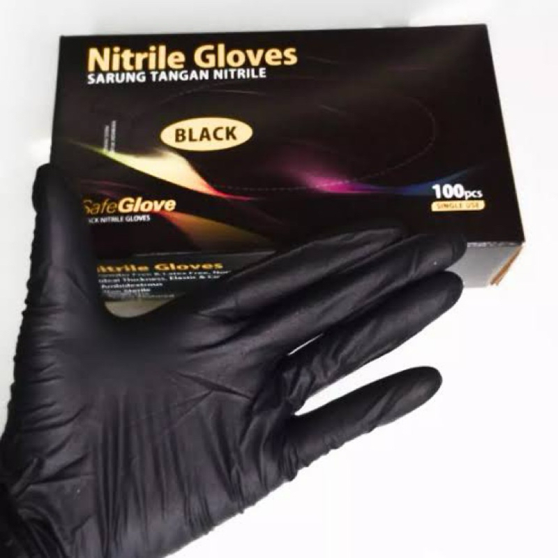 HANDSCOON SAFEGLOVE / ALTAMED NITRILE HITAM L PER KARTON.