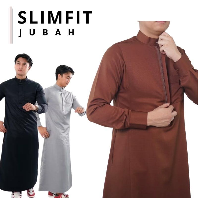 JUBAH zipper Slimfit Pria |  Gamis Pria Slimfit Elegan