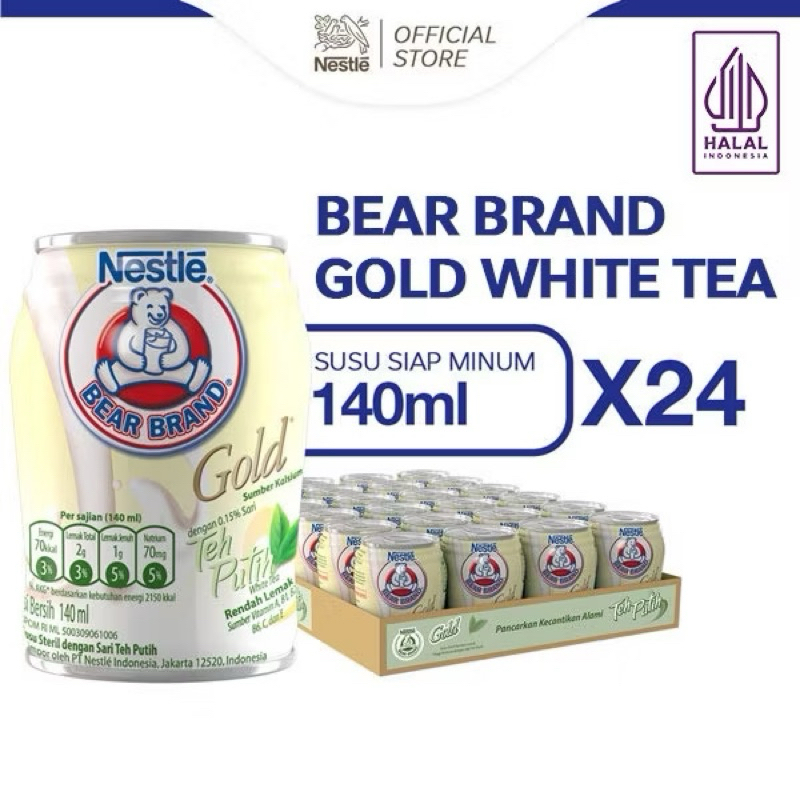 

BEAR BRAND Susu Kaleng White Tea Susu Steril 140ml x 24 pcs 1 DUS