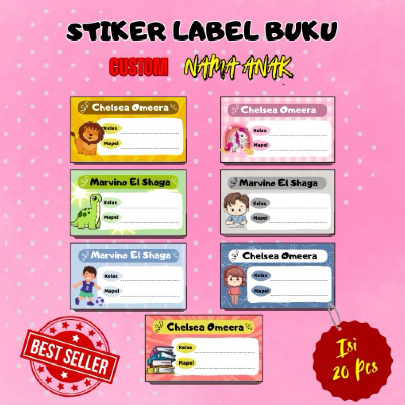 

Isi 20 Pcs - STICKER LABEL BUKU / STICKER MAPEL